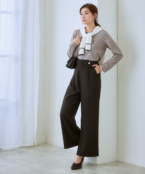 7days Life Styling（セブンデイズライフスタイリング）の「【しわになりにくい・ストレッチ】ハイウエスト金ボタンパンツ（とろみシリーズ）<大きいサイズ有>（スラックス・レディース・ブラック/ネイビー/モカ・LL/3L/S/M/L）」の12枚目の写真