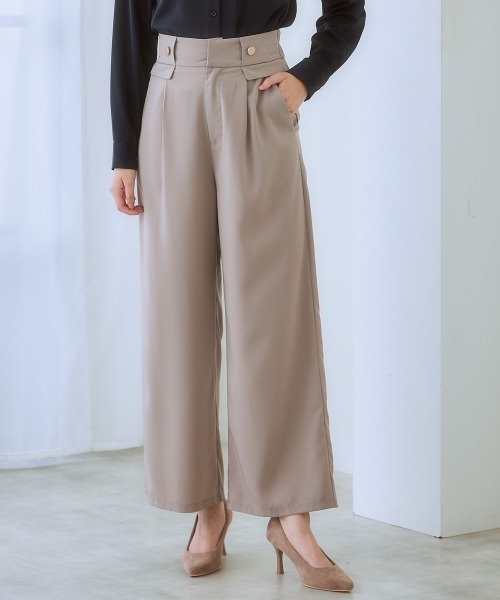 7days Life Styling（セブンデイズライフスタイリング）の「【しわになりにくい・ストレッチ】ハイウエスト金ボタンパンツ（とろみシリーズ）<大きいサイズ有>（スラックス・レディース・ブラック/ネイビー/モカ・LL/3L/S/M/L）」の13枚目の写真