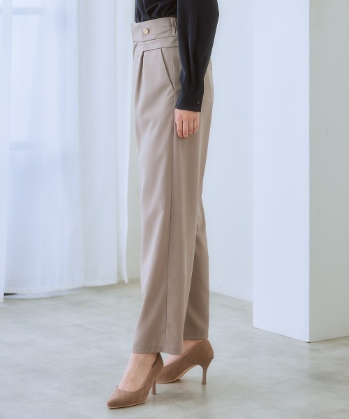 7days Life Styling（セブンデイズライフスタイリング）の「【しわになりにくい・ストレッチ】ハイウエスト金ボタンパンツ（とろみシリーズ）<大きいサイズ有>（スラックス・レディース・ブラック/ネイビー/モカ・LL/3L/S/M/L）」の14枚目の写真