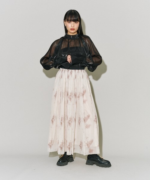 terrace(テラス)の「プリントチュールフレアースカート(スカート・レディース・ブラック系その他/ホワイト系その他2/ホワイト系その他・MEDIUM)」の1枚目の写真