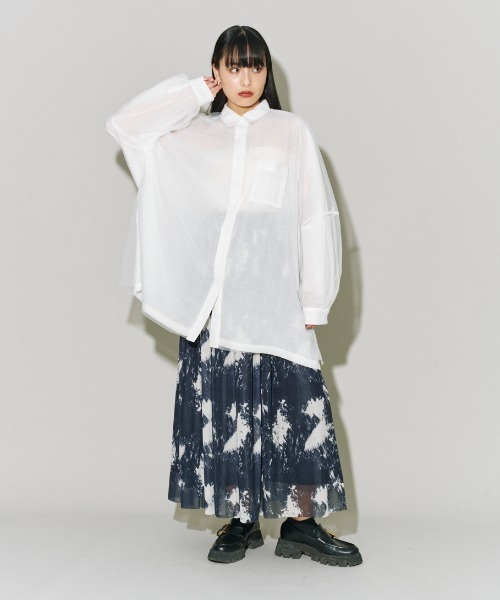 terrace(テラス)の「プリントチュールフレアースカート(スカート・レディース・ブラック系その他/ホワイト系その他2/ホワイト系その他・MEDIUM)」の3枚目の写真