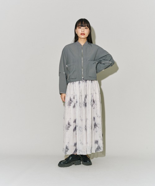 terrace(テラス)の「プリントチュールフレアースカート(スカート・レディース・ブラック系その他/ホワイト系その他2/ホワイト系その他・MEDIUM)」の4枚目の写真