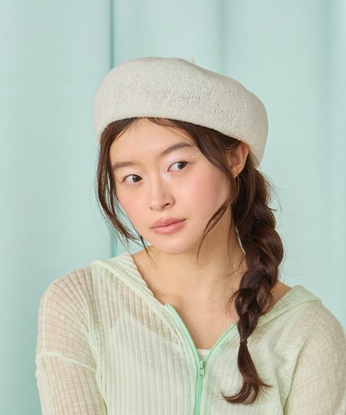 kaorinomori（カオリノモリ）の「kaorinomori オークベレー マリン / カオリノモリ（ハンチング/ベレー帽・レディース・ブルー/ブラック/ホワイト/ライトグリーン・M/57.5cm）」の5枚目の写真