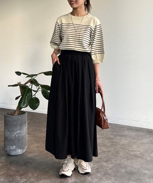 Chez toi(シェトワ)の「5分袖コンパクトニット(ニット/セーター・レディース・アイボリー/ブラック/ホワイト/レッド・FREE)」の15枚目の写真