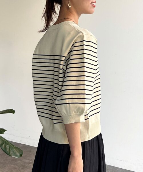 Chez toi(シェトワ)の「5分袖コンパクトニット(ニット/セーター・レディース・アイボリー/ブラック/ホワイト/レッド・FREE)」の20枚目の写真