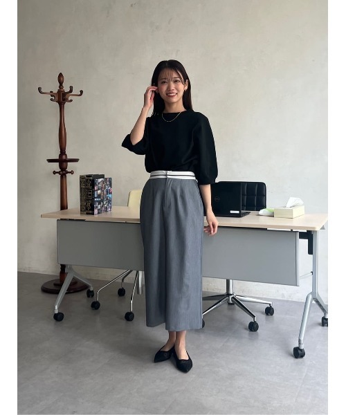 Chez toi(シェトワ)の「5分袖コンパクトニット(ニット/セーター・レディース・アイボリー/ブラック/ホワイト/レッド・FREE)」の6枚目の写真
