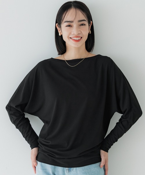 coca(coca)(コカ)の「ドルマンスリーブTシャツ(Tシャツ/カットソー・レディース・グレー/ブラック/チャコール・L/M)」の2枚目の写真