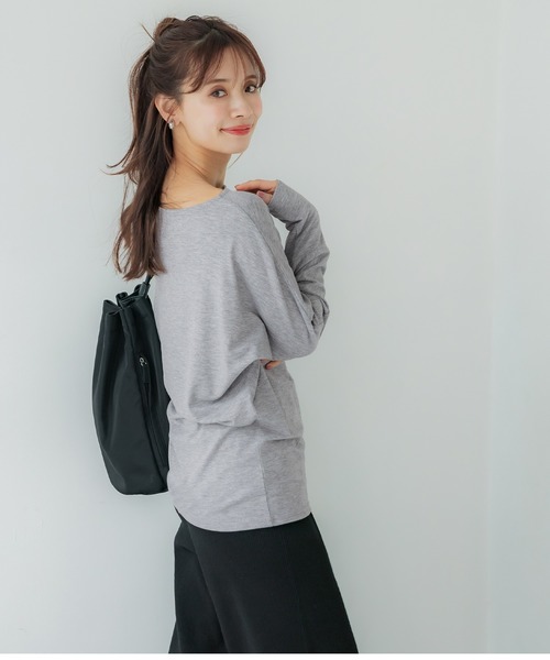 coca(coca)(コカ)の「ドルマンスリーブTシャツ(Tシャツ/カットソー・レディース・グレー/ブラック/チャコール・L/M)」の12枚目の写真