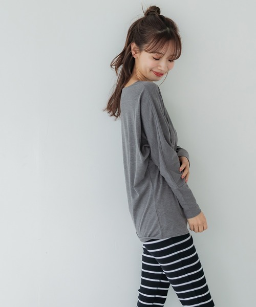 coca(coca)(コカ)の「ドルマンスリーブTシャツ(Tシャツ/カットソー・レディース・グレー/ブラック/チャコール・L/M)」の6枚目の写真