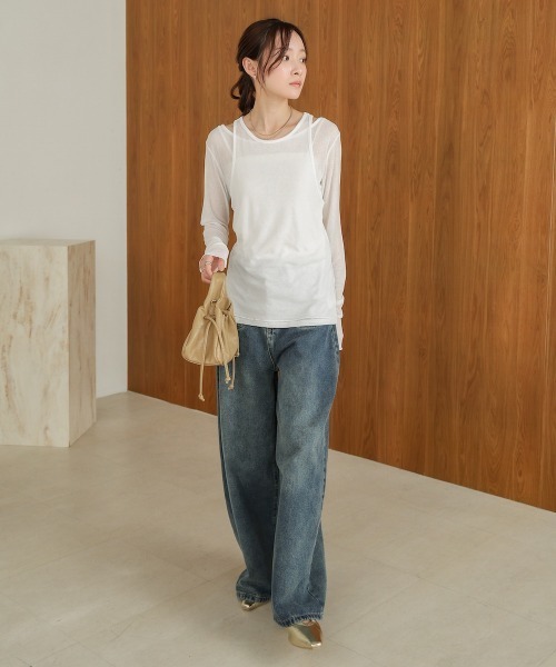 Bab（バブ）の「【2点セット】レイヤードセットシアーカットソー（Tシャツ/カットソー・レディース・オフホワイト/ライトブルー/ブラック・FREE）」の18枚目の写真