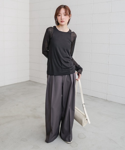 Bab（バブ）の「【2点セット】レイヤードセットシアーカットソー（Tシャツ/カットソー・レディース・オフホワイト/ライトブルー/ブラック・FREE）」の19枚目の写真