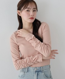 シャーリング袖カットソー