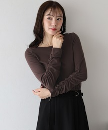 シャーリング袖カットソー