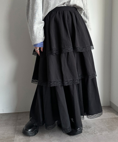 apres jour mignon(アプレジュールミニョン)の「レースツキティアードロングスカート【ZOZOTOWN限定アイテム】(スカート・レディース・オフホワイト/ブラック・X-LARGE/MEDIUM/SMALL)」の15枚目の写真