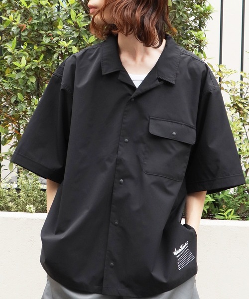 WILD THINGS（ワイルドシングス）の「WILD THINGS/ワイルドシングス OPEN COLLAR POCKET SHIRT 半袖シャツ（Tシャツ/カットソー・メンズ・オリーブ/ブラック/グレー・XL/L/M）」の2枚目の写真