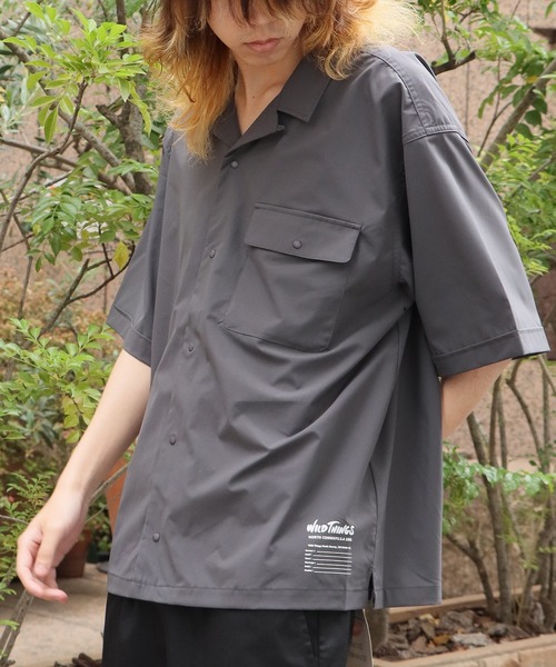WILD THINGS（ワイルドシングス）の「WILD THINGS/ワイルドシングス OPEN COLLAR POCKET SHIRT 半袖シャツ（Tシャツ/カットソー・メンズ・オリーブ/ブラック/グレー・XL/L/M）」の12枚目の写真