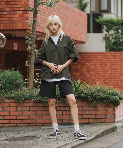 WILD THINGS（ワイルドシングス）の「WILD THINGS/ワイルドシングス OPEN COLLAR POCKET SHIRT 半袖シャツ（Tシャツ/カットソー・メンズ・オリーブ/ブラック/グレー・XL/L/M）」の18枚目の写真