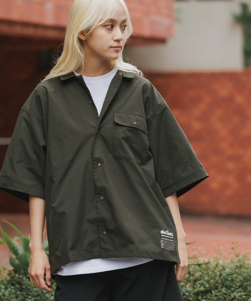 WILD THINGS（ワイルドシングス）の「WILD THINGS/ワイルドシングス OPEN COLLAR POCKET SHIRT 半袖シャツ（Tシャツ/カットソー・メンズ・オリーブ/ブラック/グレー・XL/L/M）」の14枚目の写真