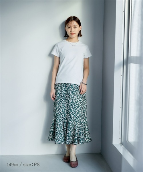 Petitjo（プッチージョ）の「小さいサイズ　綿混コンパクトTシャツ　低身長さん・小柄女性（Tシャツ/カットソー・レディース・ホワイト/ブルー・PL/PSS/PS/PM）」の6枚目の写真