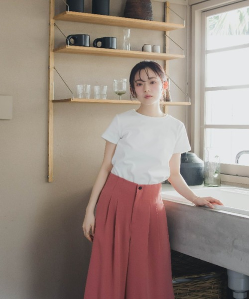 Petitjo（プッチージョ）の「小さいサイズ　綿混コンパクトTシャツ　低身長さん・小柄女性（Tシャツ/カットソー・レディース・ホワイト/ブルー・PL/PSS/PS/PM）」の4枚目の写真