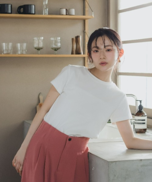 Petitjo（プッチージョ）の「小さいサイズ　綿混コンパクトTシャツ　低身長さん・小柄女性（Tシャツ/カットソー・レディース・ホワイト/ブルー・PL/PSS/PS/PM）」の21枚目の写真