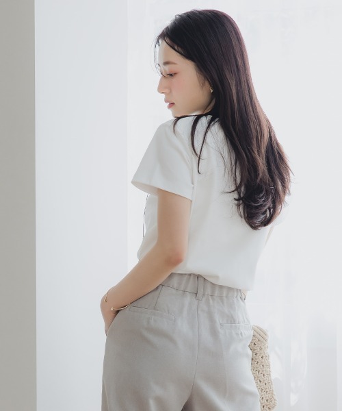 Petitjo（プッチージョ）の「小さいサイズ　綿混コンパクトTシャツ　低身長さん・小柄女性（Tシャツ/カットソー・レディース・ホワイト/ブルー・PL/PSS/PS/PM）」の14枚目の写真