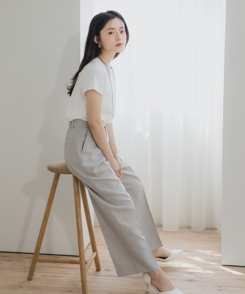 Petitjo（プッチージョ）の「小さいサイズ　綿混コンパクトTシャツ　低身長さん・小柄女性（Tシャツ/カットソー・レディース・ホワイト/ブルー・PL/PSS/PS/PM）」の16枚目の写真