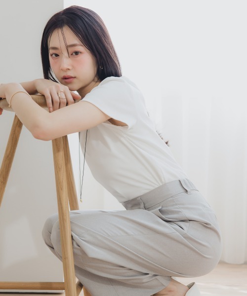 Petitjo（プッチージョ）の「小さいサイズ　綿混コンパクトTシャツ　低身長さん・小柄女性（Tシャツ/カットソー・レディース・ホワイト/ブルー・PL/PSS/PS/PM）」の17枚目の写真