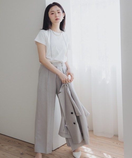 Petitjo（プッチージョ）の「小さいサイズ　綿混コンパクトTシャツ　低身長さん・小柄女性（Tシャツ/カットソー・レディース・ホワイト/ブルー・PL/PSS/PS/PM）」の19枚目の写真