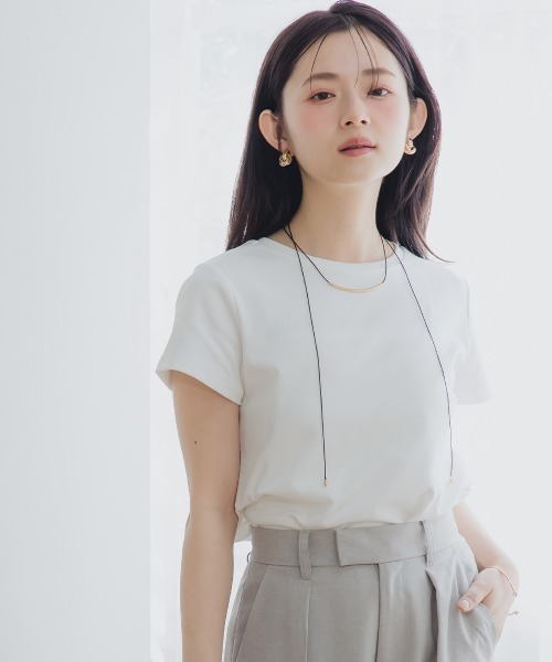 Petitjo（プッチージョ）の「小さいサイズ　綿混コンパクトTシャツ　低身長さん・小柄女性（Tシャツ/カットソー・レディース・ホワイト/ブルー・PL/PSS/PS/PM）」の13枚目の写真