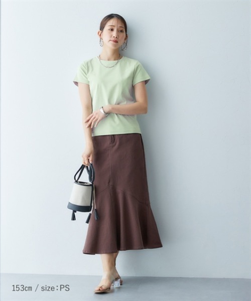 Petitjo（プッチージョ）の「小さいサイズ　綿混コンパクトTシャツ　低身長さん・小柄女性（Tシャツ/カットソー・レディース・ホワイト/ブルー・PL/PSS/PS/PM）」の22枚目の写真