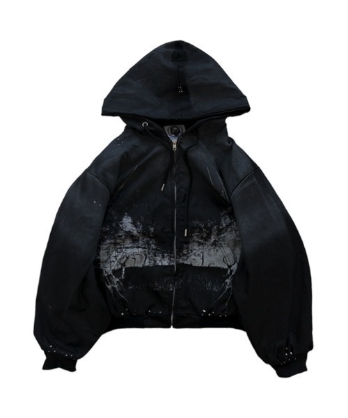 【まめた】大判/ダークグレーオーバーダイ　No.635 haveyoudiedbefore?】MM Overdyed Canvas Hoodie / 【ハブユー