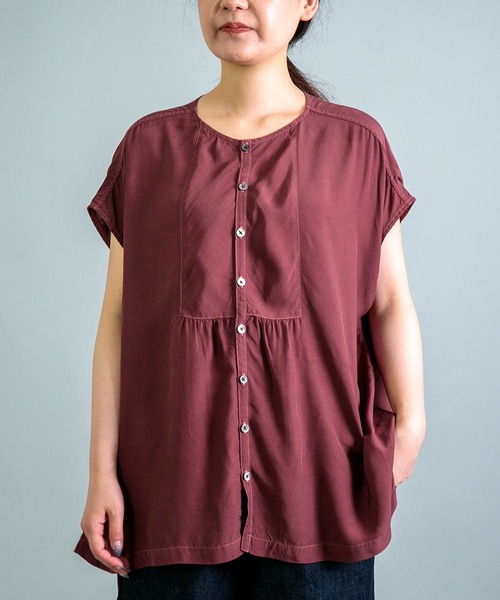 ブラウス シャツ 「 OMNIGOD womens / オムニゴッド 」 レーヨンキュプラシルク アトリエフレンチスリーブシャツ レディース OMNIGOD womens / オムニゴッド ] レーヨンキュプラシルク
