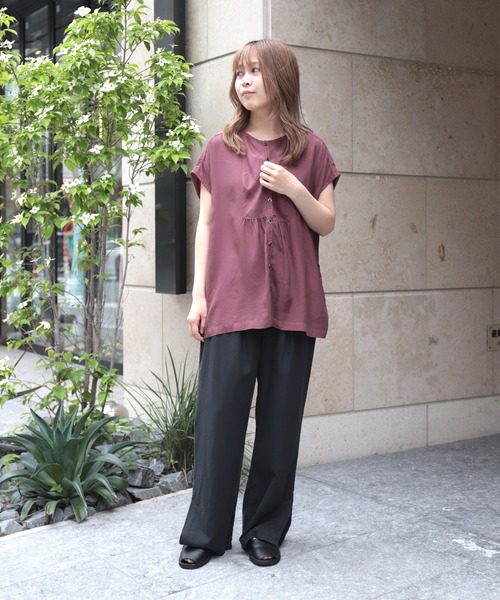 ブラウス シャツ 「 OMNIGOD womens / オムニゴッド 」 レーヨンキュプラシルク アトリエフレンチスリーブシャツ レディース OMNIGOD womens / オムニゴッド ] レーヨンキュプラシルク