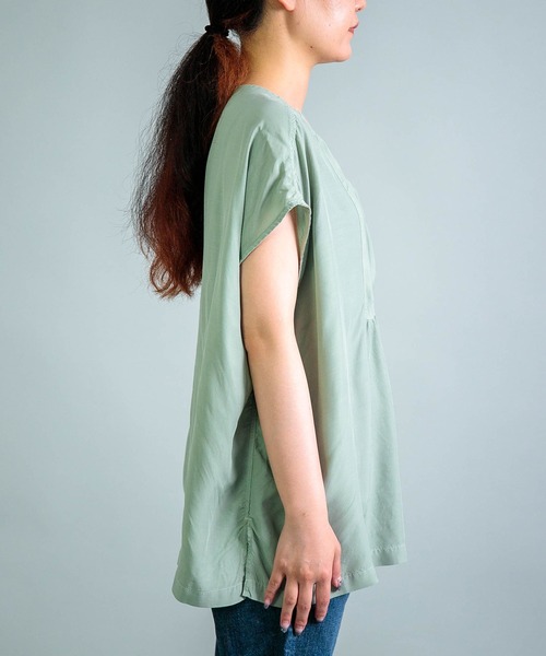 ブラウス シャツ 「 OMNIGOD womens / オムニゴッド 」 レーヨンキュプラシルク アトリエフレンチスリーブシャツ レディース OMNIGOD womens / オムニゴッド ] レーヨンキュプラシルク