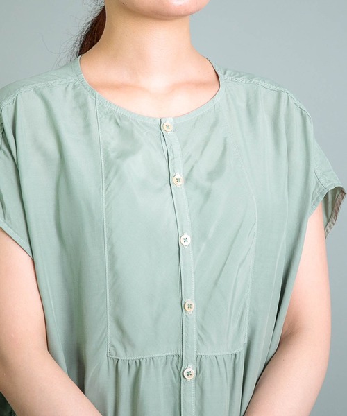 OMNIGOD（オムニゴッド）の「[ OMNIGOD womens / オムニゴッド ] レーヨンキュプラシルク アトリエフレンチスリーブシャツ（シャツ/ブラウス・レディース・ミント/ボルドー/チャコールグレー・FREE）」の14枚目の写真