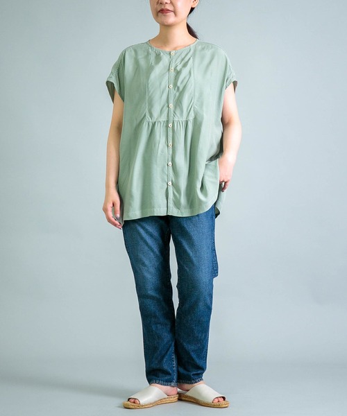 ブラウス シャツ 「 OMNIGOD womens / オムニゴッド 」 レーヨンキュプラシルク アトリエフレンチスリーブシャツ レディース OMNIGOD womens / オムニゴッド ] レーヨンキュプラシルク