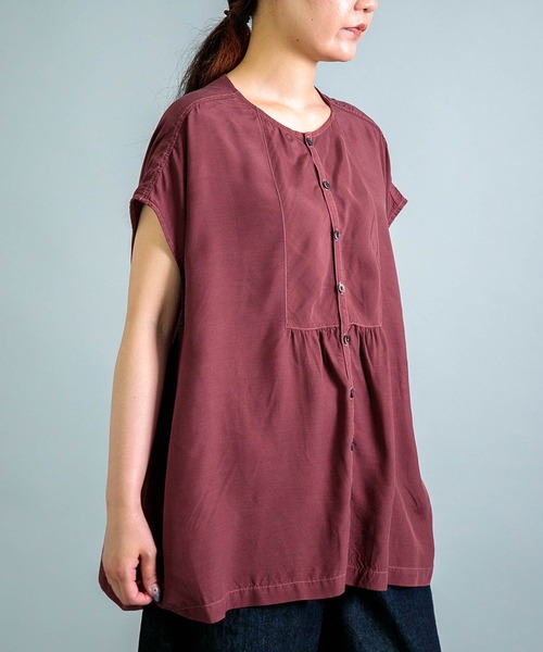 OMNIGOD（オムニゴッド）の「[ OMNIGOD womens / オムニゴッド ] レーヨンキュプラシルク アトリエフレンチスリーブシャツ（シャツ/ブラウス・レディース・ミント/ボルドー/チャコールグレー・FREE）」の21枚目の写真