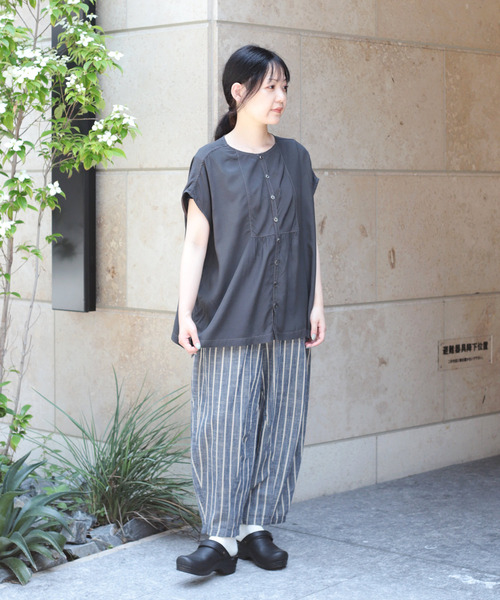 ブラウス シャツ 「 OMNIGOD womens / オムニゴッド 」 レーヨンキュプラシルク アトリエフレンチスリーブシャツ レディース OMNIGOD womens / オムニゴッド ] レーヨンキュプラシルク