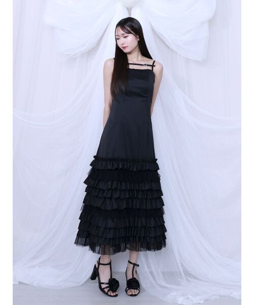 EATME（イートミー）の「フリルキャミワンピース（ワンピース・レディース・ブラック/オフホワイト・FREE）」の5枚目の写真