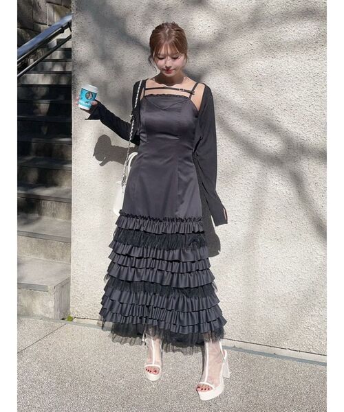 EATME（イートミー）の「フリルキャミワンピース（ワンピース・レディース・ブラック/オフホワイト・FREE）」の18枚目の写真