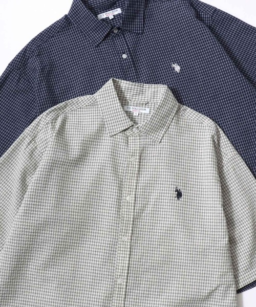 U.S. POLO ASSN.（ユーエスポロアッスン）の「U.S. POLO ASSN./ユーエスポロアッスン オーバーサイズ 無地 ストライプ チェック ロゴ ワンポイント刺繍 レギュラーカラー 半袖シャツ/レディース メンズ（シャツ/ブラウス・メンズ・ブルー系その他2/ブルー系その他3/ホワイト系その他/ブラック系その他/ブルー系その他/ライトブルー/ブラック/ホワイト・LL/M/L）」の3枚目の写真