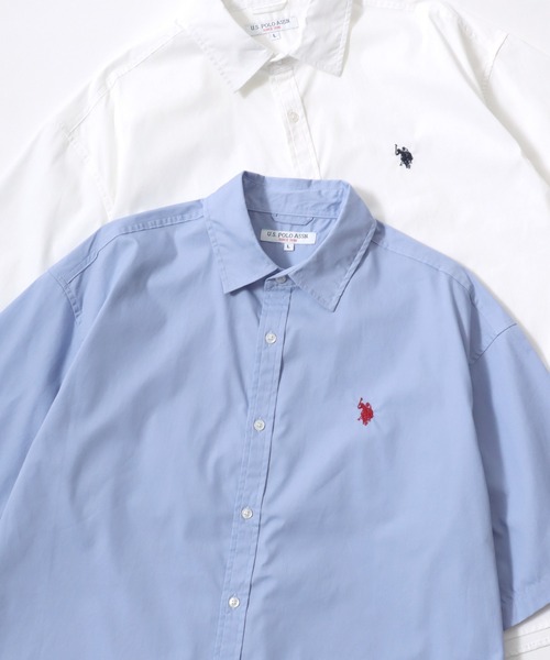 U.S. POLO ASSN.（ユーエスポロアッスン）の「U.S. POLO ASSN./ユーエスポロアッスン オーバーサイズ 無地 ストライプ チェック ロゴ ワンポイント刺繍 レギュラーカラー 半袖シャツ/レディース メンズ（シャツ/ブラウス・メンズ・ブルー系その他2/ブルー系その他3/ホワイト系その他/ブラック系その他/ブルー系その他/ライトブルー/ブラック/ホワイト・LL/M/L）」の5枚目の写真