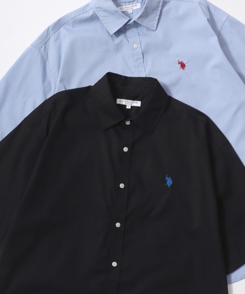 U.S. POLO ASSN.（ユーエスポロアッスン）の「U.S. POLO ASSN./ユーエスポロアッスン オーバーサイズ 無地 ストライプ チェック ロゴ ワンポイント刺繍 レギュラーカラー 半袖シャツ/レディース メンズ（シャツ/ブラウス・メンズ・ブルー系その他2/ブルー系その他3/ホワイト系その他/ブラック系その他/ブルー系その他/ライトブルー/ブラック/ホワイト・LL/M/L）」の4枚目の写真