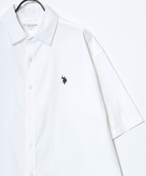 U.S. POLO ASSN.（ユーエスポロアッスン）の「U.S. POLO ASSN./ユーエスポロアッスン オーバーサイズ 無地 ストライプ チェック ロゴ ワンポイント刺繍 レギュラーカラー 半袖シャツ/レディース メンズ（シャツ/ブラウス・メンズ・ブルー系その他2/ブルー系その他3/ホワイト系その他/ブラック系その他/ブルー系その他/ライトブルー/ブラック/ホワイト・LL/M/L）」の21枚目の写真