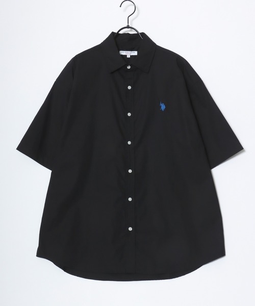 U.S. POLO ASSN.（ユーエスポロアッスン）の「U.S. POLO ASSN./ユーエスポロアッスン オーバーサイズ 無地 ストライプ チェック ロゴ ワンポイント刺繍 レギュラーカラー 半袖シャツ/レディース メンズ（シャツ/ブラウス・メンズ・ブルー系その他2/ブルー系その他3/ホワイト系その他/ブラック系その他/ブルー系その他/ライトブルー/ブラック/ホワイト・LL/M/L）」の9枚目の写真