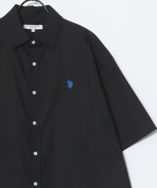 U.S. POLO ASSN.（ユーエスポロアッスン）の「U.S. POLO ASSN./ユーエスポロアッスン オーバーサイズ 無地 ストライプ チェック ロゴ ワンポイント刺繍 レギュラーカラー 半袖シャツ/レディース メンズ（シャツ/ブラウス・メンズ・ブルー系その他2/ブルー系その他3/ホワイト系その他/ブラック系その他/ブルー系その他/ライトブルー/ブラック/ホワイト・LL/M/L）」の19枚目の写真