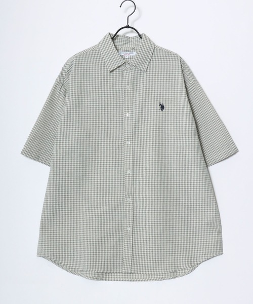 U.S. POLO ASSN.（ユーエスポロアッスン）の「U.S. POLO ASSN./ユーエスポロアッスン オーバーサイズ 無地 ストライプ チェック ロゴ ワンポイント刺繍 レギュラーカラー 半袖シャツ/レディース メンズ（シャツ/ブラウス・メンズ・ブルー系その他2/ブルー系その他3/ホワイト系その他/ブラック系その他/ブルー系その他/ライトブルー/ブラック/ホワイト・LL/M/L）」の11枚目の写真