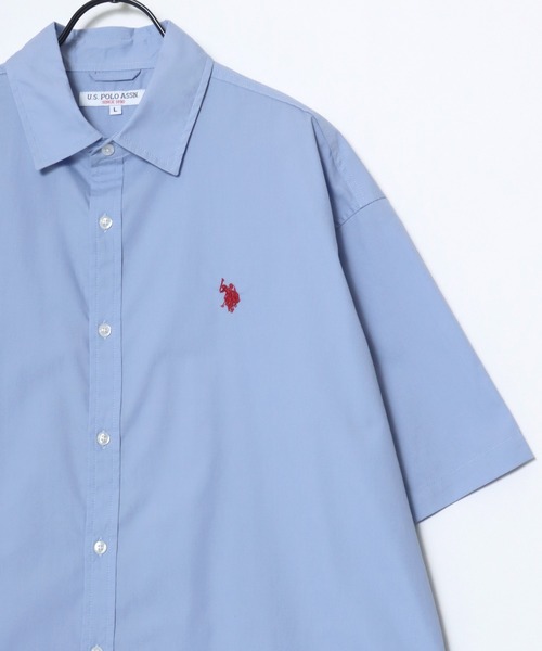 U.S. POLO ASSN.（ユーエスポロアッスン）の「U.S. POLO ASSN./ユーエスポロアッスン オーバーサイズ 無地 ストライプ チェック ロゴ ワンポイント刺繍 レギュラーカラー 半袖シャツ/レディース メンズ（シャツ/ブラウス・メンズ・ブルー系その他2/ブルー系その他3/ホワイト系その他/ブラック系その他/ブルー系その他/ライトブルー/ブラック/ホワイト・LL/M/L）」の17枚目の写真