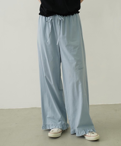 MILKFED.(ミルクフェド)の「RUFFLE GATHERED PANTS(その他パンツ・レディース・ライトブルー/ライトピンク/ブラック・M/S)」の1枚目の写真